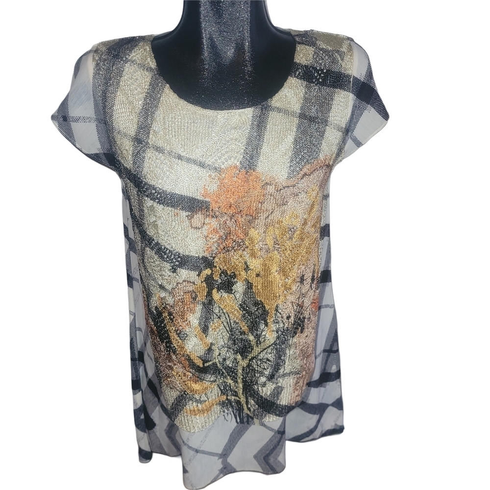 Moffi Floral Patterned Crochet Overlay Tunic S